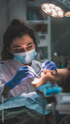 Dentist in Action During Dental Surgery Procedure