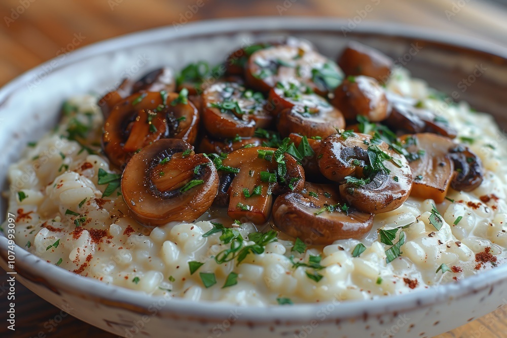 Creamy Risotto with Sauteed Mushrooms and Parsley Creamy Risotto with Sauteed Mushrooms and Parsley