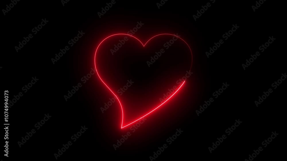 Love icon animation by red neon on black background. Love icon animation by red neon on black background.