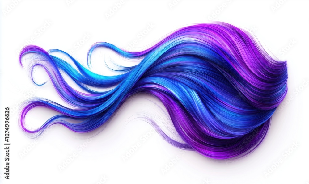 Vibrant blue and purple hair strands flowing elegantly, showcasing color gradient and texture Vibrant blue and purple hair strands flowing elegantly, showcasing color gradient and texture