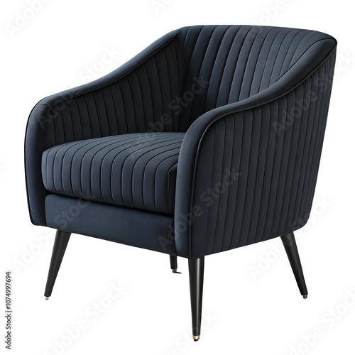 Luxury armchair furniture isolated on white background, png cut-out, comfortable leather seat, elegant sofa, vintage style, classic decor, office or living room interior, relaxation, antique design