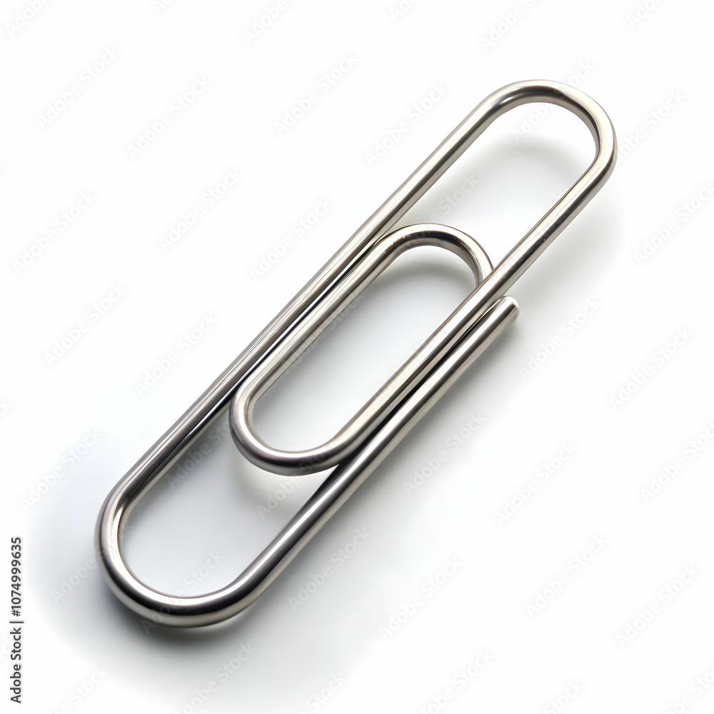 A simple paper clip placed on a white background A simple paper clip placed on a white background