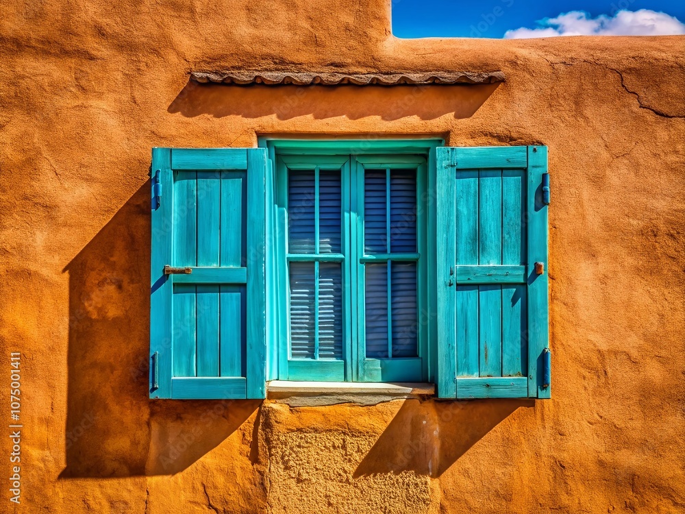 Obraz premium Turquoise Shutters Santa Fe Canyon Road AI Photo