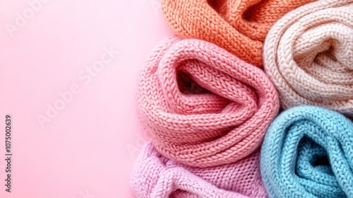 Rolled cozy knit sweaters in pastel colors.