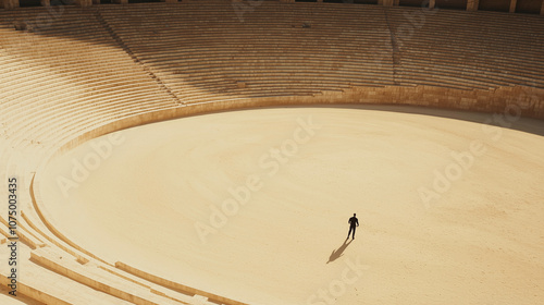 Spanish Bullring High Angle View of Seating and Arena Floor