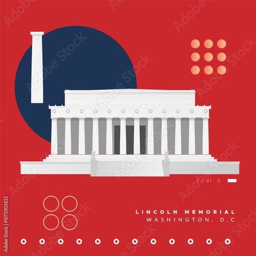 Lincoln Memorial - Monument in Washington, D.C., United States - Stock Illustration