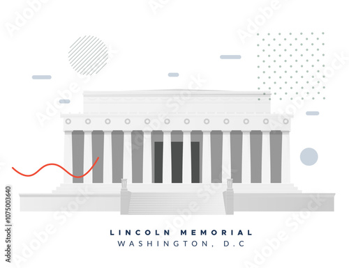 Lincoln Memorial - Monument in Washington, D.C., United States - Stock Illustration