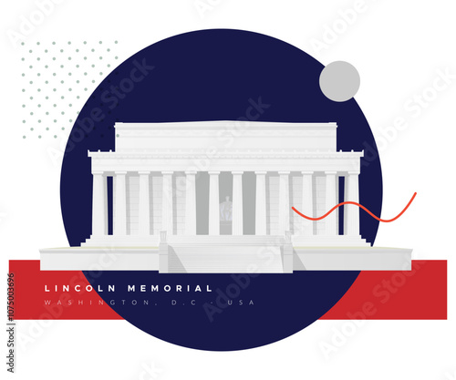 Lincoln Memorial - Monument in Washington, D.C., United States - Stock Illustration