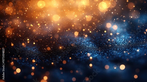 blue and gold abstract background radiates excitement, adorned with fireworks and bokeh effects, creating a festive atmosphere perfect for new year's eve celebrations