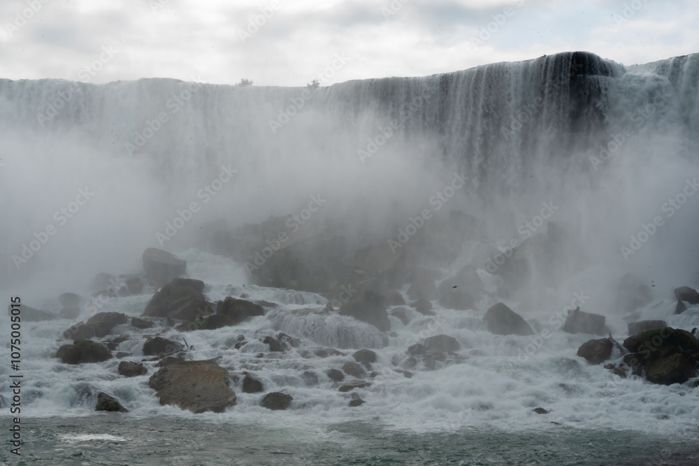 American Niagara Fall with mist, up close. High quality photo American Niagara Fall with mist, up close. High quality photo