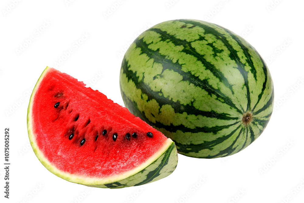 Watermelon with sliced wedge on transparent background vibrant colors natural texture best stock photo HD 4K image PNG download Watermelon with sliced wedge on transparent background vibrant colors natural texture best stock photo HD 4K image PNG download