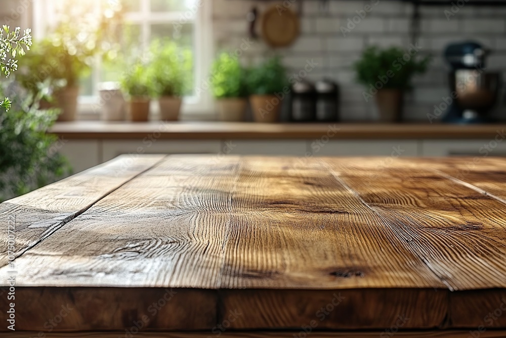 Empty wooden kitchen table with sunlight. Empty wooden kitchen table with sunlight.
