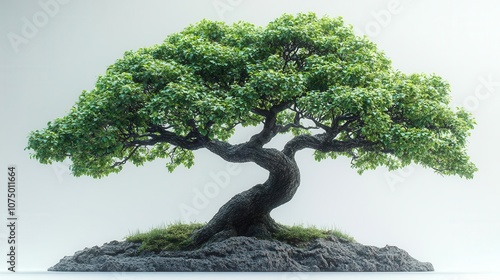 camperdown elm tree depicted in detail against a clean white background, showcasing its unique shape and lush foliage, emphasizing its beauty and significance in nature photo