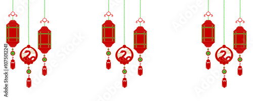 hanging Illustration background red  lanterns for new year chinese