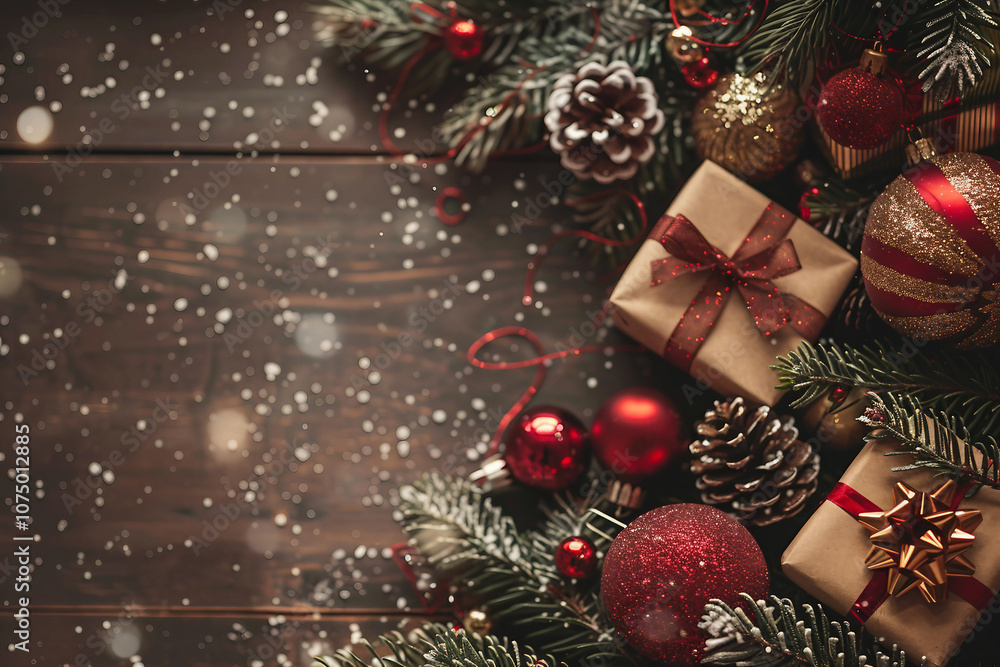 Christmas tree lights decoration created with Generative AI