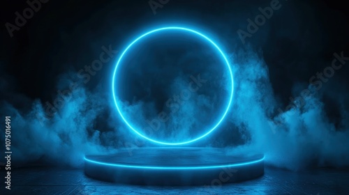 Neon Circle and Smoke
