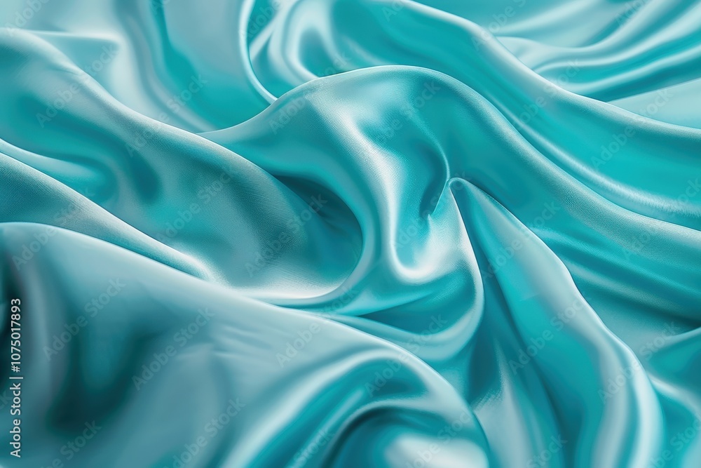 Obraz premium Abstract Draped Turquoise Satin Fabric