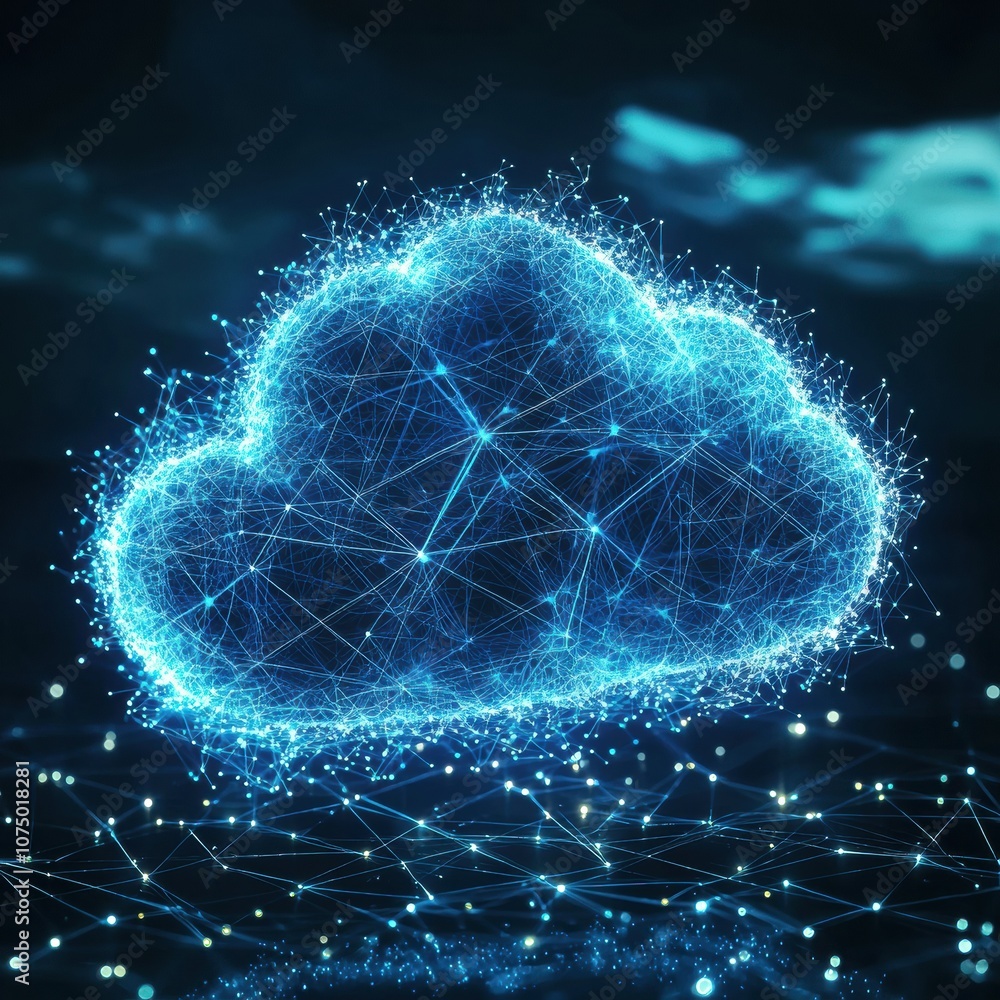 Glowing cloud computing representing internet technology and data storage Glowing cloud computing representing internet technology and data storage