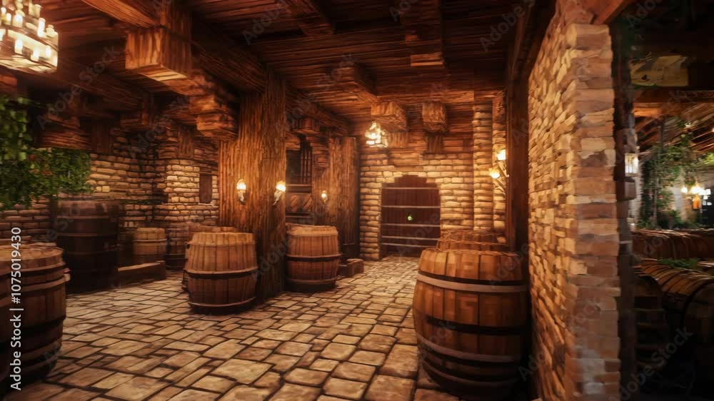 A room with a lot of barrels and a tree A room with a lot of barrels and a tree