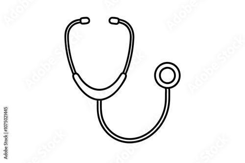Doctor stethoscope medical device flat icon vector, stethoscope outline vector
