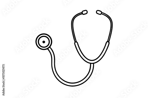 Doctor stethoscope medical device flat icon vector, stethoscope outline vector 