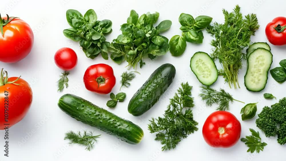 A variety of vegetables and fruits are displayed on a white background A variety of vegetables and fruits are displayed on a white background