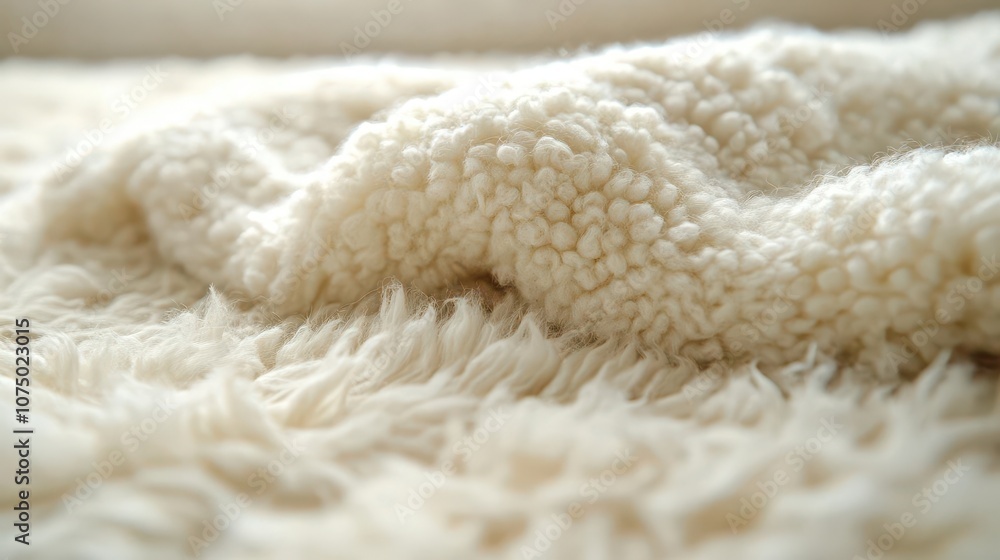 close-up of soft white sheep wool, showcasing its texture and natural beauty, set against a beige background, emphasizing the cozy and warm qualities of this natural material close-up of soft white sheep wool, showcasing its texture and natural beauty, set against a beige background, emphasizing the cozy and warm qualities of this natural material