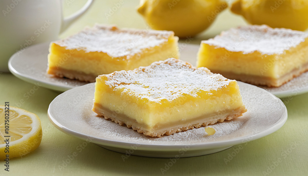 Lemon bars, tart and sweet lemon filling on a buttery crust. Suitable for marketing or business purposes Lemon bars, tart and sweet lemon filling on a buttery crust. Suitable for marketing or business purposes