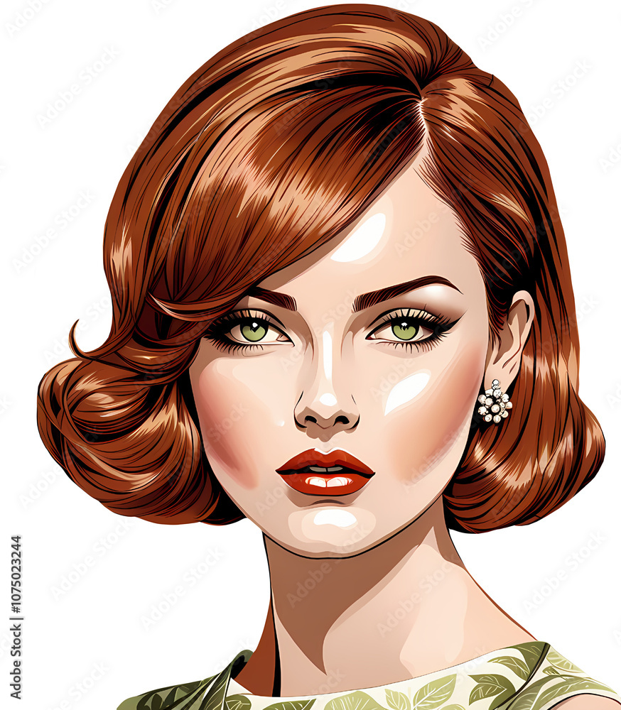 Stylish Winter Stylish Retro Woman Portrait with Red Hair and Sophisticated Expression Stylish Winter Stylish Retro Woman Portrait with Red Hair and Sophisticated Expression