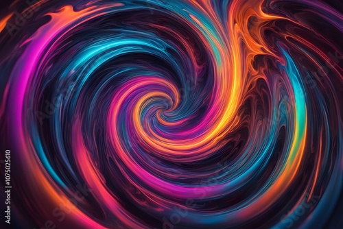 A swirling vortex of neon colors blending like liquid metal with a glowing effect, Ai Generated