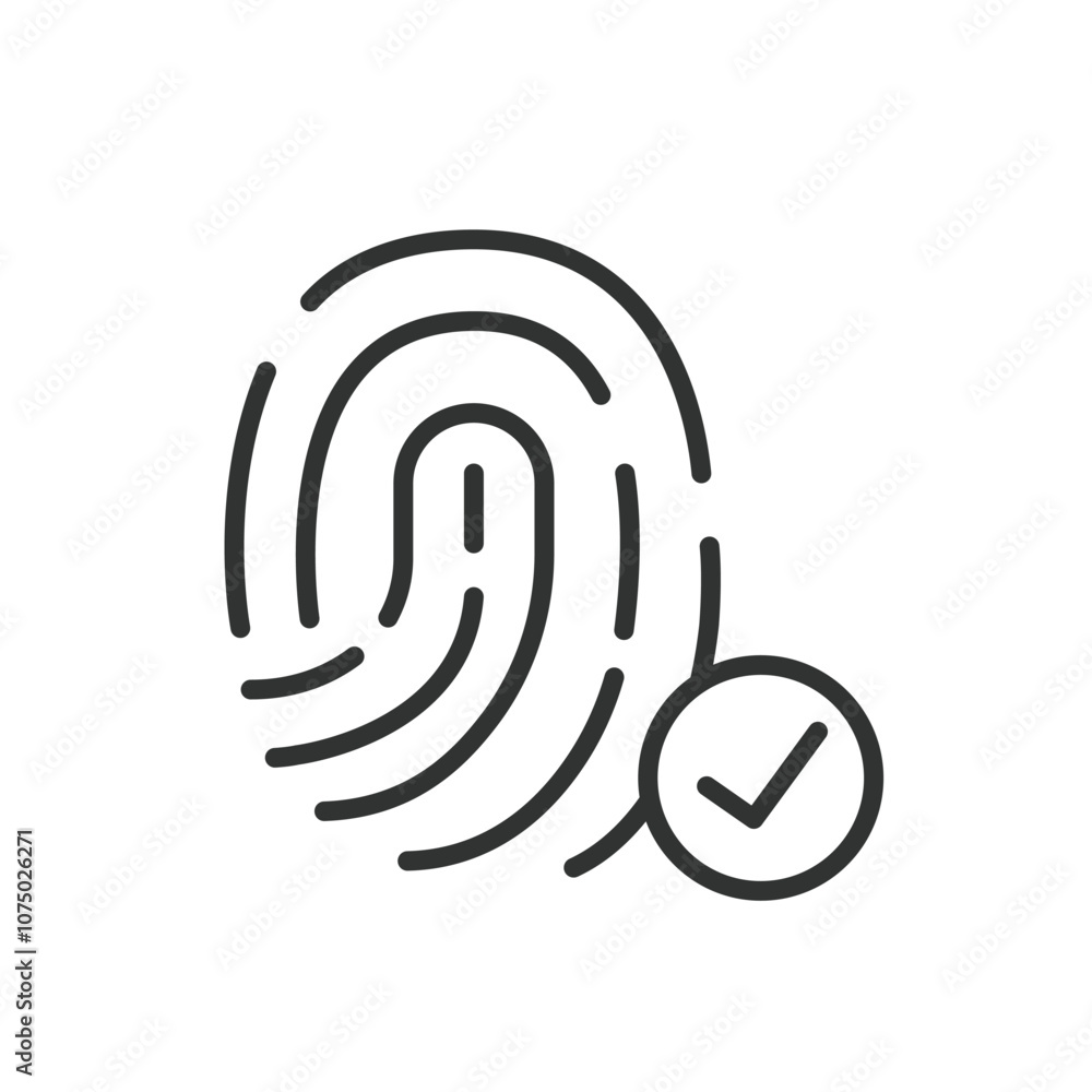 Fingerprint accepted, icon in line design. Fingerprint, accepted, biometric, authentication, security, access, verification on white background vector. Fingerprint accepted editable stroke icon Fingerprint accepted, icon in line design. Fingerprint, accepted, biometric, authentication, security, access, verification on white background vector. Fingerprint accepted editable stroke icon