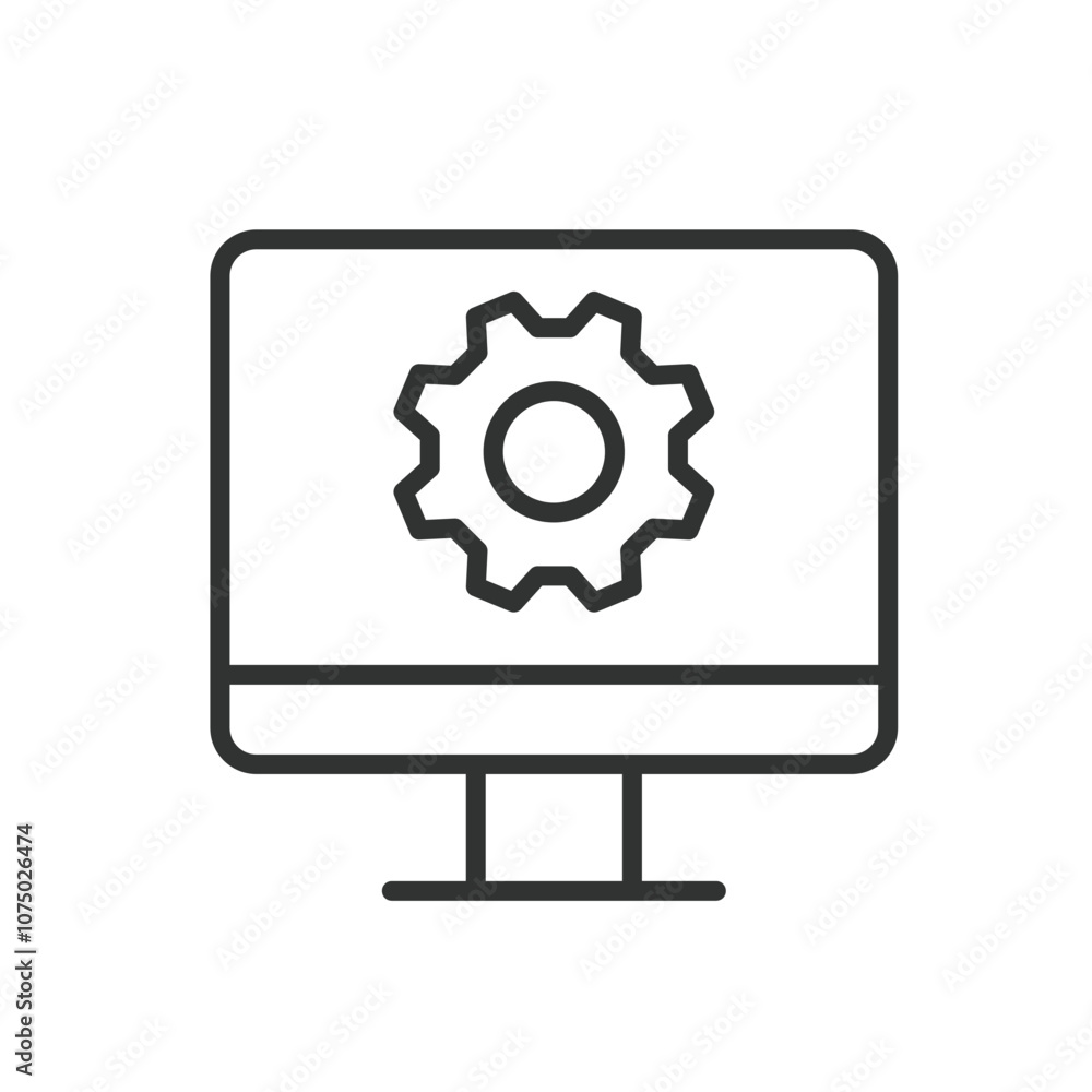 PC configuration, icon in line design. PC, configuration, settings, system, setup, preferences, hardware on white background vector. PC configuration editable stroke icon PC configuration, icon in line design. PC, configuration, settings, system, setup, preferences, hardware on white background vector. PC configuration editable stroke icon