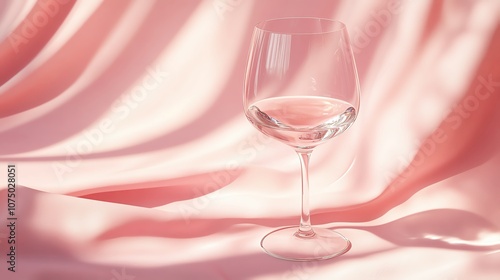 Elegant glass on soft pink fabric backdrop.