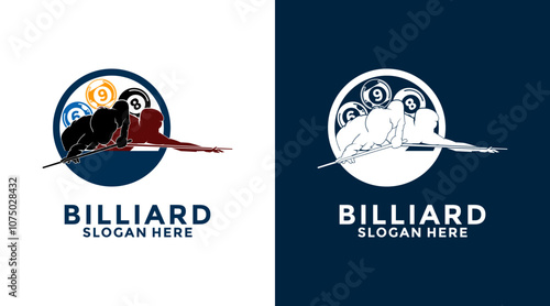 Billiard logo design vector. Sport poolroom logo design. Billiards logo template.