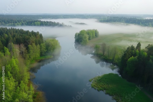 morning mist over the river