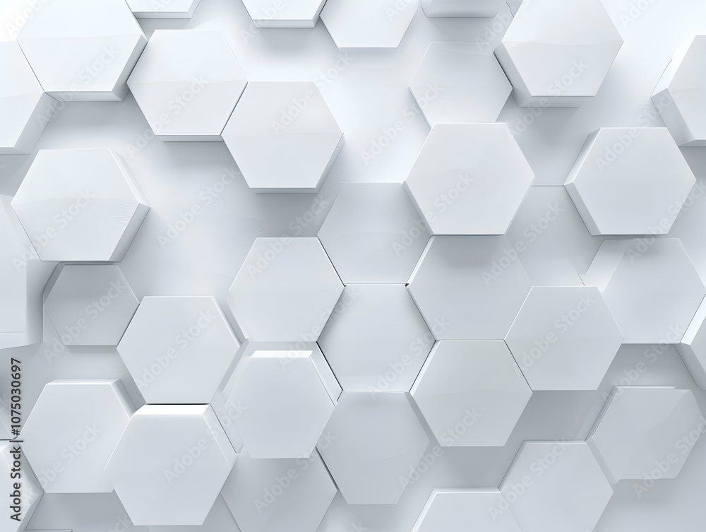 3D render, abstract white background with a hexagonal pattern for a technology 3D render, abstract white background with a hexagonal pattern for a technology