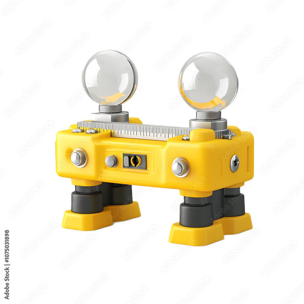 Fototapeta premium a level tool, with yellow body and bubble indicators, realistic details, isolated on white background