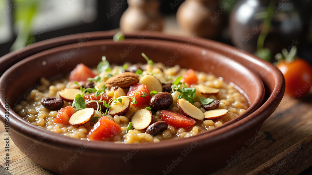 Hearty Mediterranean risotto with vegetables and nuts Hearty Mediterranean risotto with vegetables and nuts