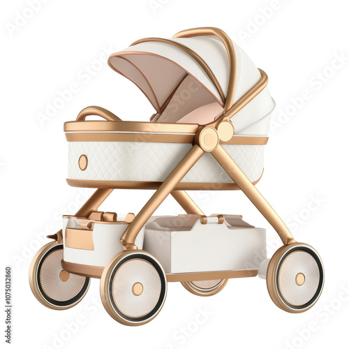 Elegant Baby Stroller Design with Gold Accents