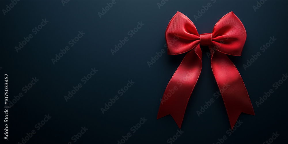 red ribbon bow, black friday concept, copy space template red ribbon bow, black friday concept, copy space template