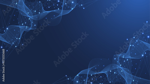 Global network connection concept. Big data visualization. Social network communication in the global computer networks. Internet technology. Business. Science. Vector illustration