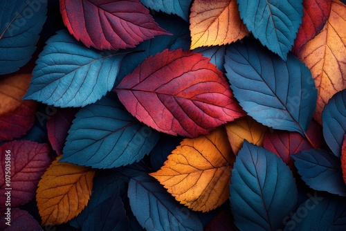 Wallpaper Mural Colorful autumn leaves layered on dark background. Torontodigital.ca