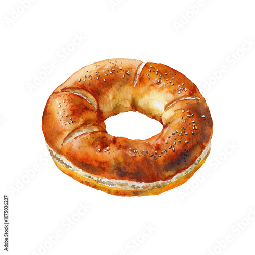 bagel vector illustration in watercolor style