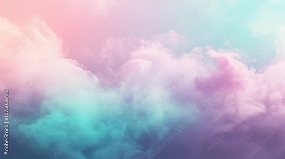 Fototapeta premium Vaporwave Gradient Cloudscape in Soft Pink and Teal Tones