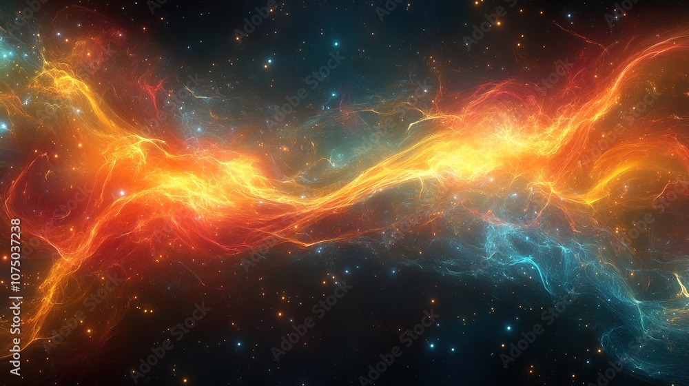 Obraz premium Luminous particles and lines, creating a visual of energy and movement