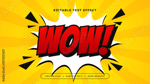 Red White and Yellow Wow 3d Editable Text Effect - Font Style