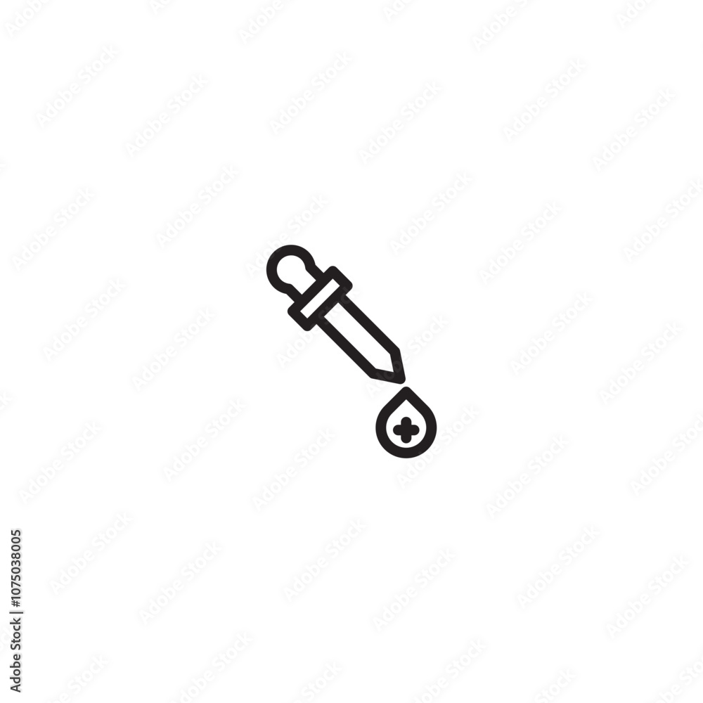 A dropper with a plus symbol in the falling drop, representing precise measurement and potential medical use on icon. Editable icon. A dropper with a plus symbol in the falling drop, representing precise measurement and potential medical use on icon. Editable icon.