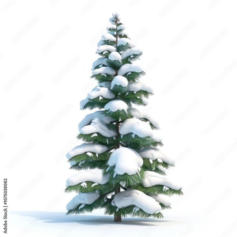 Fototapeta premium Snow-covered evergreen tree illustration