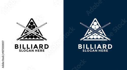 Billiard logo design vector. Sport poolroom logo design. Billiards logo template.