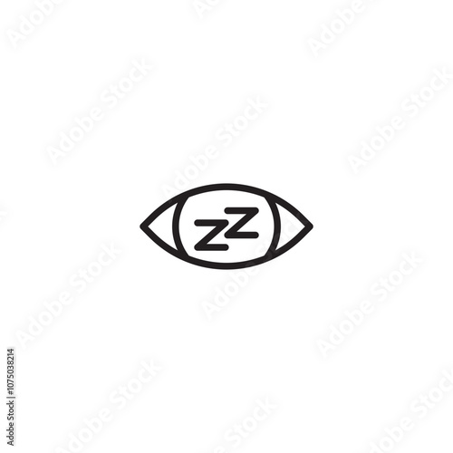 An eye with "ZZ" inside, symbolizing tiredness or sleepiness on icon. A visual representation of the need for rest and relaxation. Editable icon.